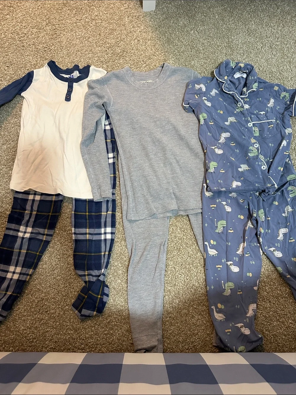 Kids Blue Thermal Pajama Set - Soft Long John Sleepwear
